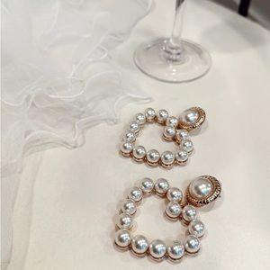 12th Tribe Karli Pearl Heart Earrings. Never worn. NWT. White Pearl gold detail